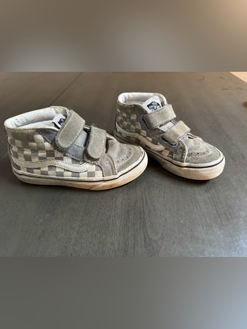 Vans Kids Gray Checkerboard High-Top Sneakers